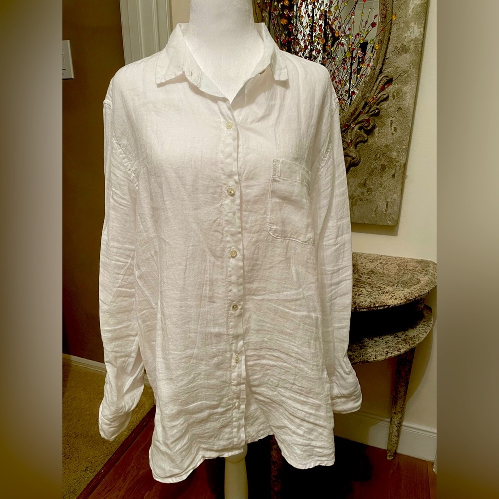 VELVET white linen blouse